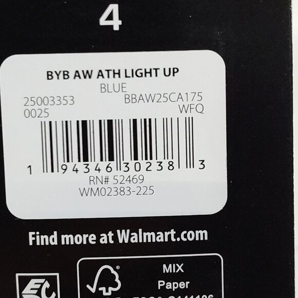 Athletic Works Light-Up Sneaker Boy 4 Bungee Laces Hook Loop Strap On/Off Switch - Picture 13 of 15